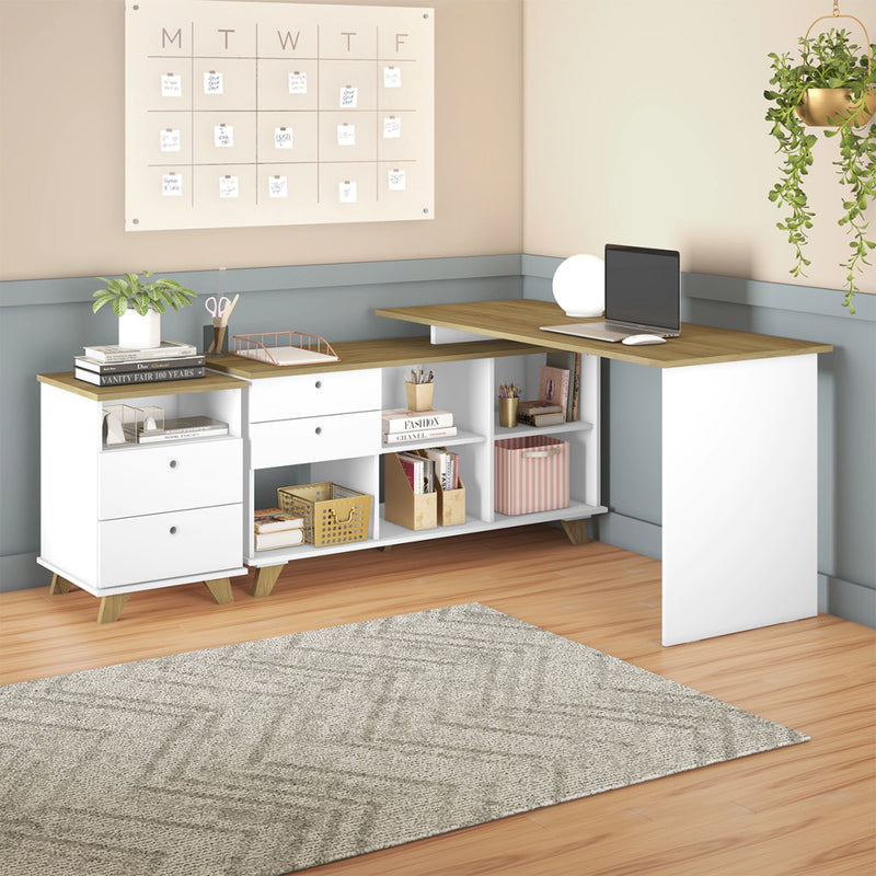 Escrivaninha de canto Retrô Casa Sua Móveis + Gaveteiro