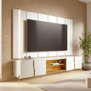 Conjunto bancada de pés metálicos e painel de 2,40 com LED para TV de até 75 polegadas cor 02