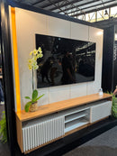 Home theater para TV de até 75 polegadas com LED e portas de correr cor 01